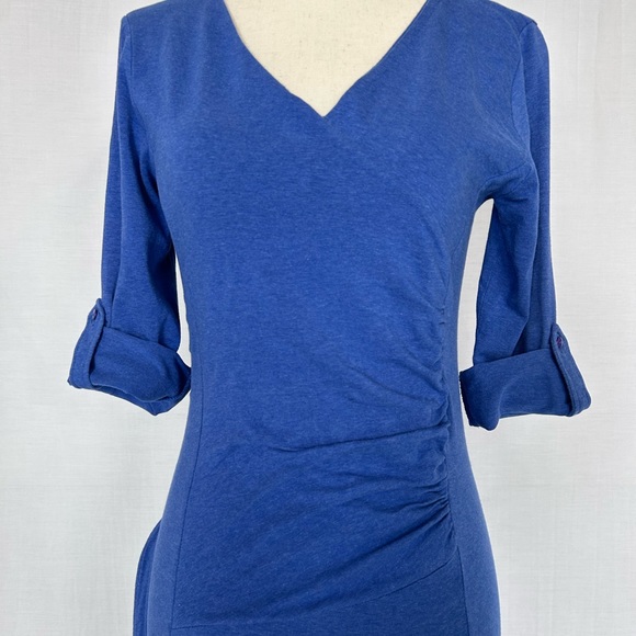 Kuhl Faux Wrap Ruched Long Sleeves Cotton Jersey Dress - Picture 2 of 8